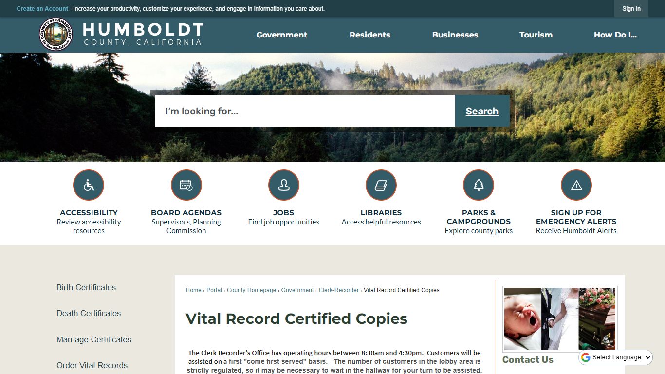 Vital Record Certified Copies | Humboldt County, CA - Official Website